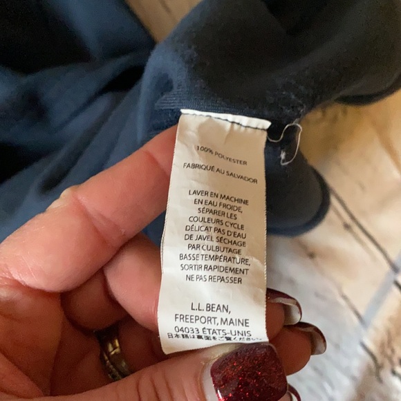 L.L. Bean Fleece  1/4 zip pullover sweater sweatshirt navy blue zipper pocket L - Picture 9 of 9